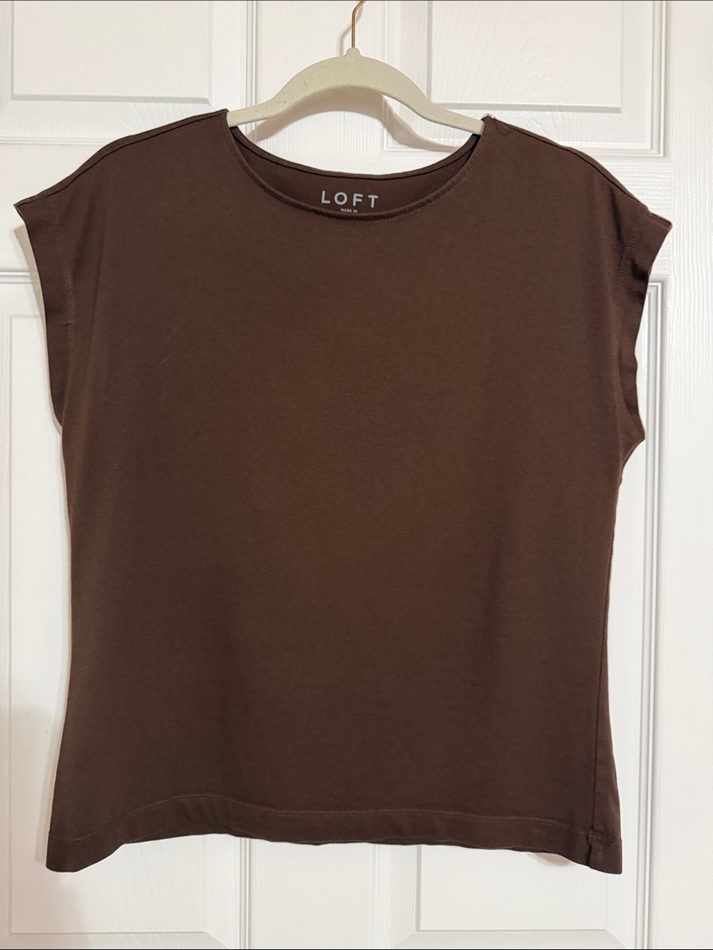 LOFT Brown Cap Sleeve Tee